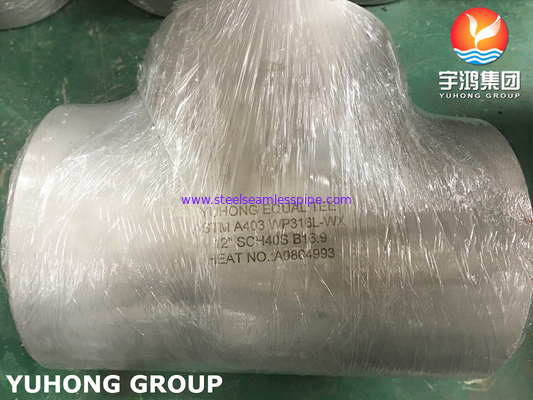SS316L صلصة لحام مؤخرة ، A403 WP316L Tee متساوية (بدون خيط / لحام) ، B16.9 القياسية