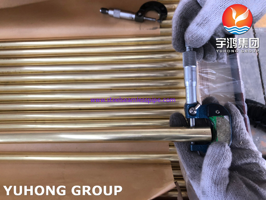 ASTM B111 C44300 / DIN CuZn28Sn1 الأنابيب غير المسامية النحاسية أنابيب المبادل الحراري