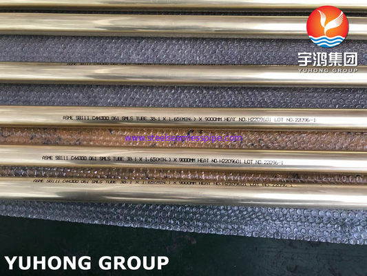 ASTM B111 C44300 / DIN CuZn28Sn1 الأنابيب غير المسامية النحاسية أنابيب المبادل الحراري