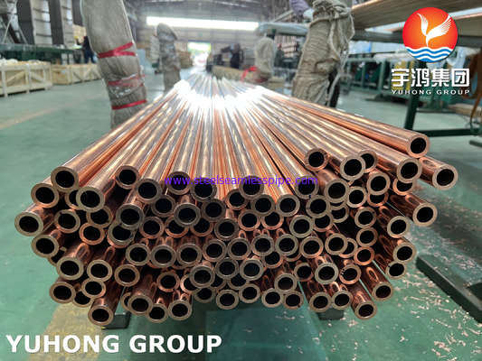 ASTM B111 UNS C12200 / CW024A أنبوب نحاس بدون خيوط ، أنبوب مبادل الحرارة DHP
