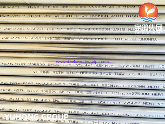 المفاعل النووي الأنبوب المستخدم ASTM B167 Inconel 600 / UNS N06600 نوع غير سلس