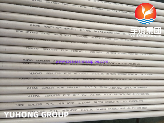 Tubos de Acero Inoxidable Sin Costura ASTM A312 TP304L TP316L صلب مخلل 100٪ UT ET