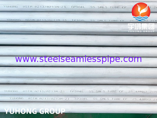ASTM A213 TP304L أنابيب الفولاذ المقاوم للصدأ غير الملحومة للمبادلات الحرارية الكيميائية