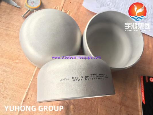 ASTM A403 WP304 Cap Butt Weld Fittings B16.9 لمبادل حرارة غاز النفط