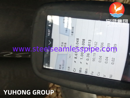 ASTM A335 / ASME SA335 P9 سبيكة الفولاذ أنبوب بلا مسام رسومات سوداء نهاية محفوفة