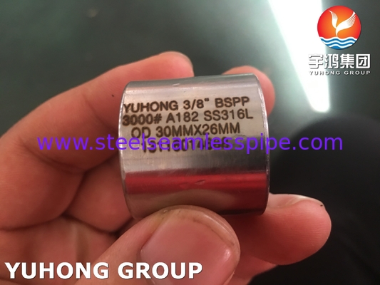 ASTM A182 F316L أدوات أنابيب مزورة من الفولاذ المقاوم للصدأ ، BSPP التوصيل الخيط 3000LBS