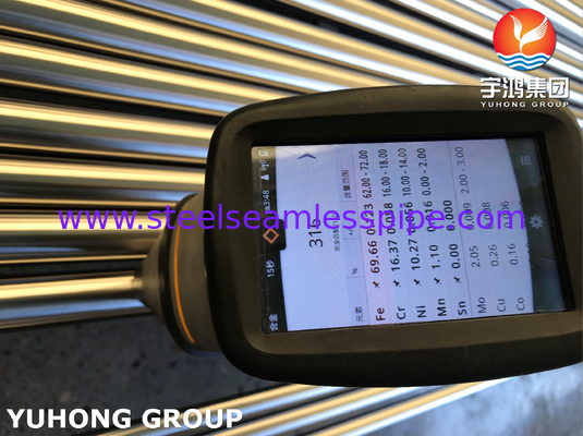 ASTM A269 TP316L الأنبوب الخالي من اللحام الملتهب الساطع لمعدات مياه البحر