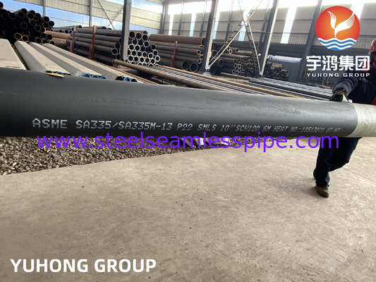 ASME SA335 P22 10 "SCH120 أنابيب الغلاية السلسة الطلاء الأسود النهاية المزدوجة