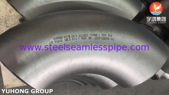 ASTM A815 S31803 ثنائي الفولاذ Buttwelded 90Deg المرفق أنبوب الارتباط B16.9