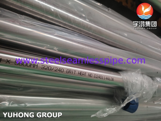 ASME SA270 ASTM A270 أنبوب لحام من الفولاذ المقاوم للصدأ مطلي 320 240 GRIT TP304