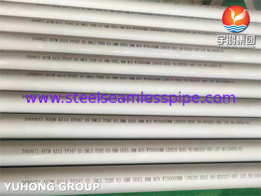 ASTM A213/ASME SA 213 TP347/TP347H أنبوب بلا مسام من الفولاذ المقاوم للصدأ في غلاية المبادل الحراري