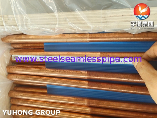 ASTM B111 UNS C12200 أنبوب نحاس غير سلس مبادل حرارة أنبوب ذو ذيل منخفض