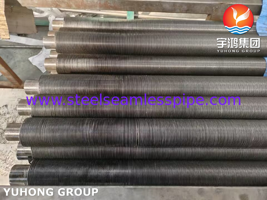 ASTM A210 GR.A1، أنبوب زعانف متضمن من الفولاذ الكربوني مع شريط الألومنيوم، 100٪ ECT