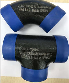 ASTM A860 WPHY60 / 42/52/65/70/80 مخفض السرعة TEE ، ELBOW 2 &quot;SCH80 BW ASME B16.9 طلاء السطح أو اللون الأسود