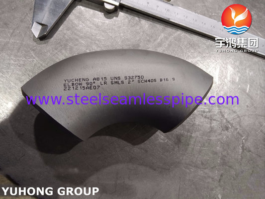 ASTM A815 UNS S32750 التوصيلات الفولاذ المقاوم للصدأ المزدوج السوبر 90 درجة LR الكوع
