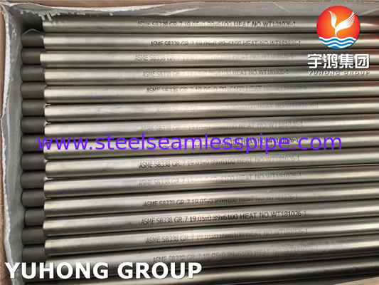 ASME SB338 Gr7 UNS R52400 أنبوب سبيكة التيتانيوم والبلاديوم للمكثفات