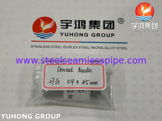 ISO9626 ، 27G 0.4 * 45MM ، أنبوب إبرة طبية للأسنان من الفولاذ المقاوم للصدأ