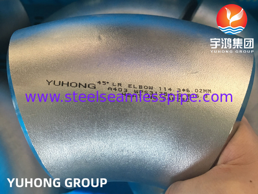 أدوات الفولاذ المقاوم للصدأ ASTM A403 WPS31254-S 90°LR 45°LR الكوع B16.9