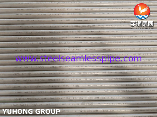 ASME SA789 / ASTM A789 S32750 أنبوب بلا مسام من الفولاذ المقاوم للصدأ مزدوج للمبادلات الحرارية ، التطبيق الكيميائي
