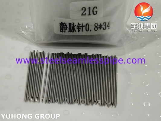 ISO9626 SUS304 21G الصلب المقاوم للصدأ الطبي الأنبوب الإبرة الحقن الوريدي نقطة ثلاثية محفوفة