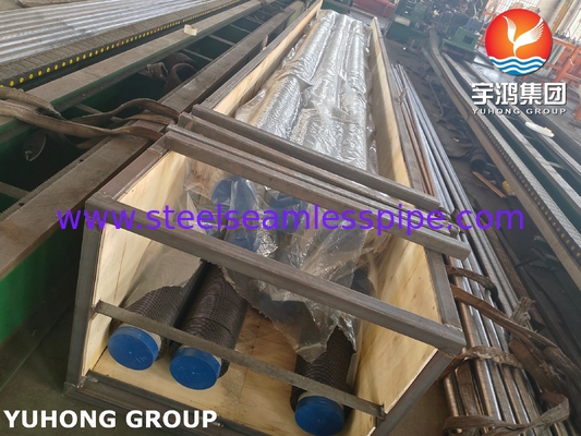 ASME SA312 TP347H أنابيب بلا خيوط من الفولاذ المقاوم للصدأ مع شريط SS Fin لدرجة الحرارة