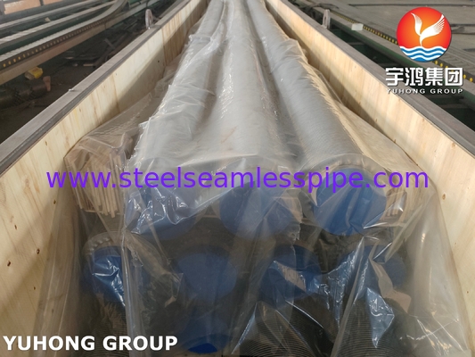 ASME SA312 TP347H أنابيب بلا خيوط من الفولاذ المقاوم للصدأ مع شريط SS Fin لدرجة الحرارة