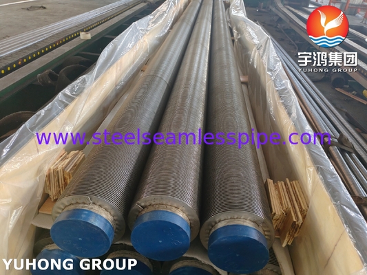 ASME SA312 TP347H أنابيب بلا خيوط من الفولاذ المقاوم للصدأ مع شريط SS Fin لدرجة الحرارة