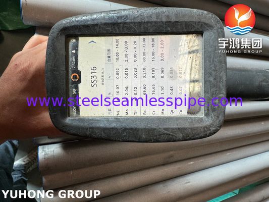أنبوب مبادل حراري غير ملحوم من الفولاذ المقاوم للصدأ ASME SA213 TP316 (UNS S31600)