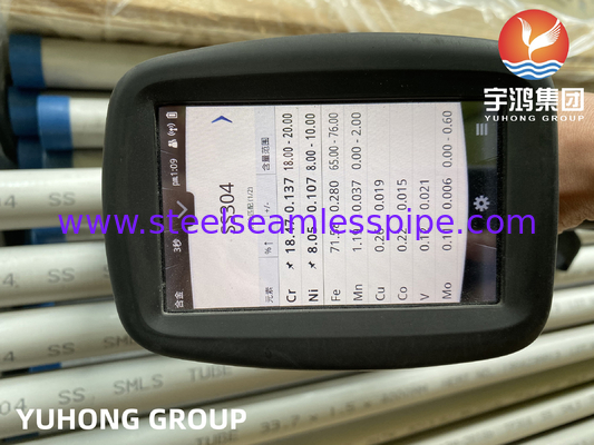 أنبوب سلس من الفولاذ المقاوم للصدأ ASTM A213 TP304 لمبادل الحرارة والمرجل