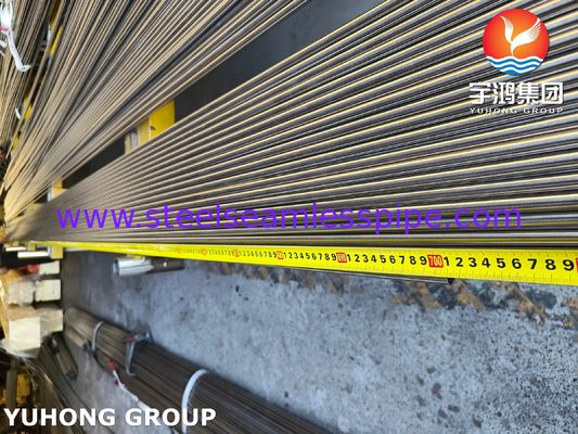 ASTM A213 TP312H أنبوب الفولاذ المقاوم للصدأ الخالي من اللحم السطح الساطع المفروم للمبادل الحراري