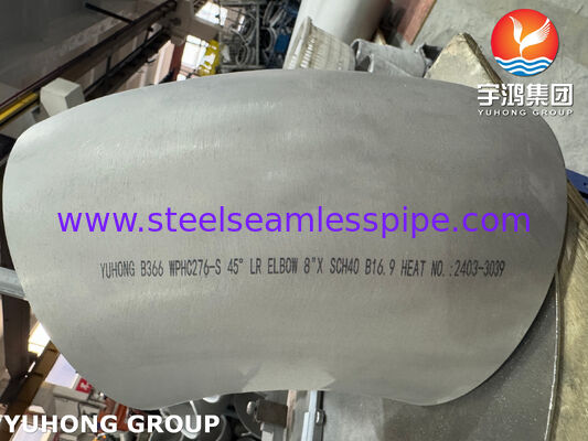 ملحقات أنابيب ASTM B366 WPHC276 / UNS N10276 BW Hastelloy C276 كوع 45 درجة 90 درجة