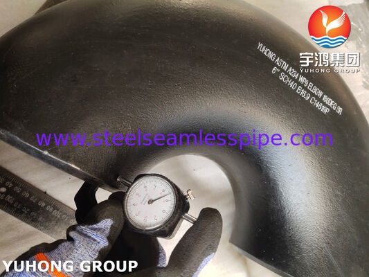 ASTM A234 WPB وصلة كوع من الفولاذ الكربوني عالي القوة بزاوية 90 درجة للحام بالدفع، كوع نصف قطر طويل (1.5D) لأنظمة خطوط أنابيب النفط والغاز والمياه