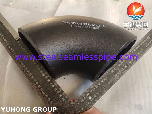 ASTM A234 WPB وصلة كوع من الفولاذ الكربوني عالي القوة بزاوية 90 درجة للحام بالدفع، كوع نصف قطر طويل (1.5D) لأنظمة خطوط أنابيب النفط والغاز والمياه