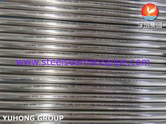 أنبوب ملحوم من الفولاذ المقاوم للصدأ 304 مشعّب بالحرارة وفقًا لمعيار ASME SA249 للمقطرات، 3/4 بوصة 20BWG