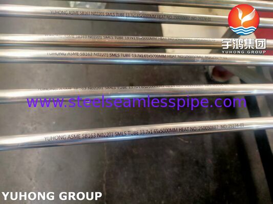 ASME SB163 UNS N02201 أنبوب غير سلس من سبائك النيكل لمبادل الحرارة والمكثف