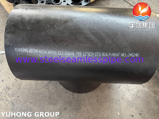 ASTM A234 WP11 CL2 سبيكة الفولاذ متساوية Tee CrMo سبيكة الفولاذ Buttweld أنابيب التركيب B16.9