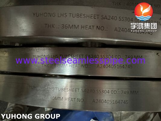 ASME SA240 304 أوراق أنابيب الفولاذ المقاوم للصدأ مع ثقوب حفر CNC الدقيقة للقلب المبادل للحرارة متوافقة مع معايير TEMA