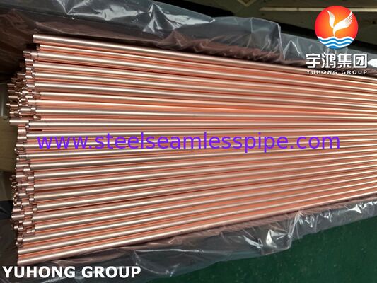 ASTM B111 UNS C12200 DHP أنبوب نحاسي لأنظمة التدفئة والتهوية وتكييف الهواء والمبادل الحراري