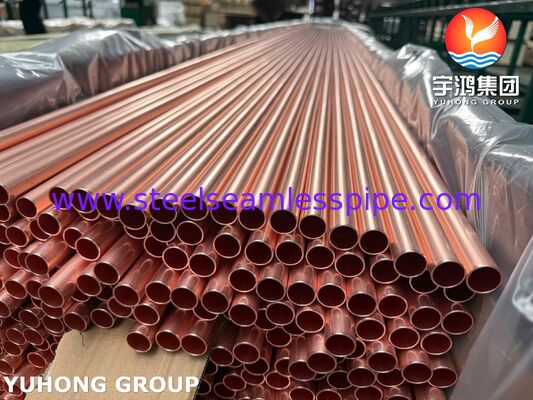 ASTM B111 UNS C12200 DHP أنبوب نحاسي لأنظمة التدفئة والتهوية وتكييف الهواء والمبادل الحراري