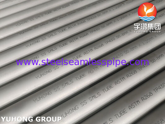 ASTM A268 TP430 ، UNS S43000 الأنبوب الخالي من اللحام من الفولاذ المقاوم للصدأ لأنبوب المبادل الحراري