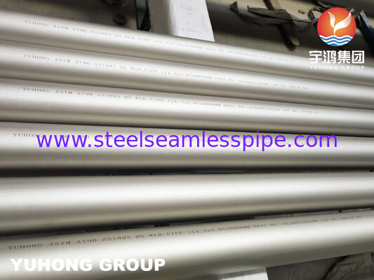 ASTM A790 UNS S31803 الأنابيب الملحومة المصنوعة من الفولاذ المقاوم للصدأ على الوجهين للخدمة الصناعية المسببة للتآكل