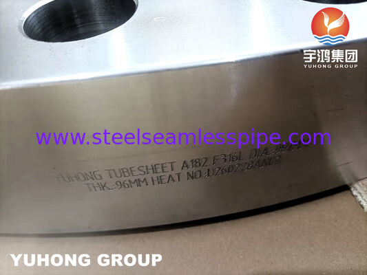 ASTM A182 F316L أوراق أنابيب مزورة من الفولاذ المقاوم للصدأ مع ثقوب أنابيب معدة بدقة لمبادلات الحرارة