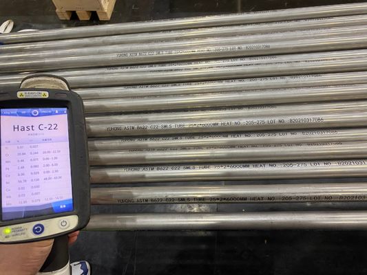 ASTM B622 C22 (UNS NO6022) أنبوب بلا مسام من الفولاذ الساخن، ET (ASTM E571) ، UT ((ASTM E213)