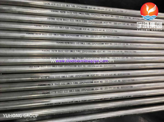 ASTM B622 C22 UNS N06022 أنبوب فولاذي غير ملحوم Hastelloy 25 * 2 * 6000mm