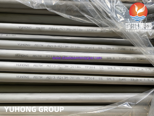 ASTM A213 TP304 / TP304L أنبوب بلا خيوط من الفولاذ المقاوم للصدأ لمبادل الحرارة