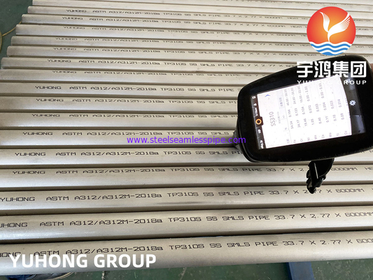ASTM A312 ASME SA312 TP310S S31008 الفولاذ المقاوم للصدأ سلس الأنابيب