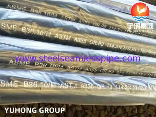 P9 سبائك الصلب غير الملحومة الأنابيب ASTM A335 / ASME SA335 طلاء أسود