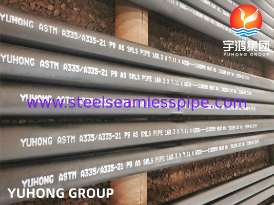 P9 سبائك الصلب غير الملحومة الأنابيب ASTM A335 / ASME SA335 طلاء أسود