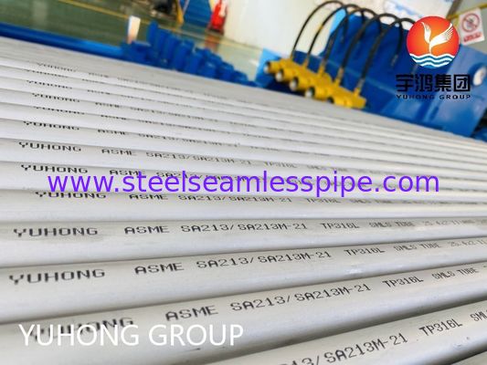أنبوب سلس من الفولاذ المقاوم للصدأ ASME SA213 TP316L المقاوم للتآكل للمراجل والمبادلات الحرارية بحجم مخصص