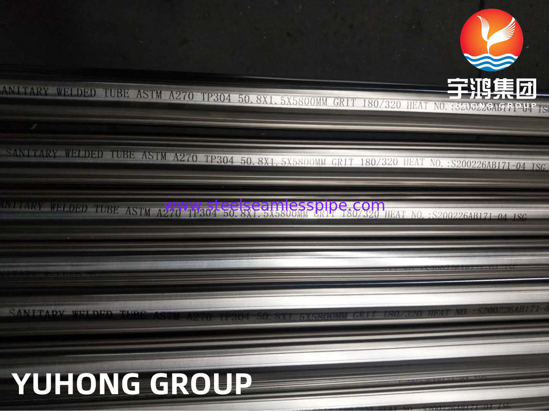 ASTM A270 TP304 الأنابيب الصحية الفولاذ المقاوم للصدأ بدون خيوط مع السطح الملمع ومقاومة للتآكل